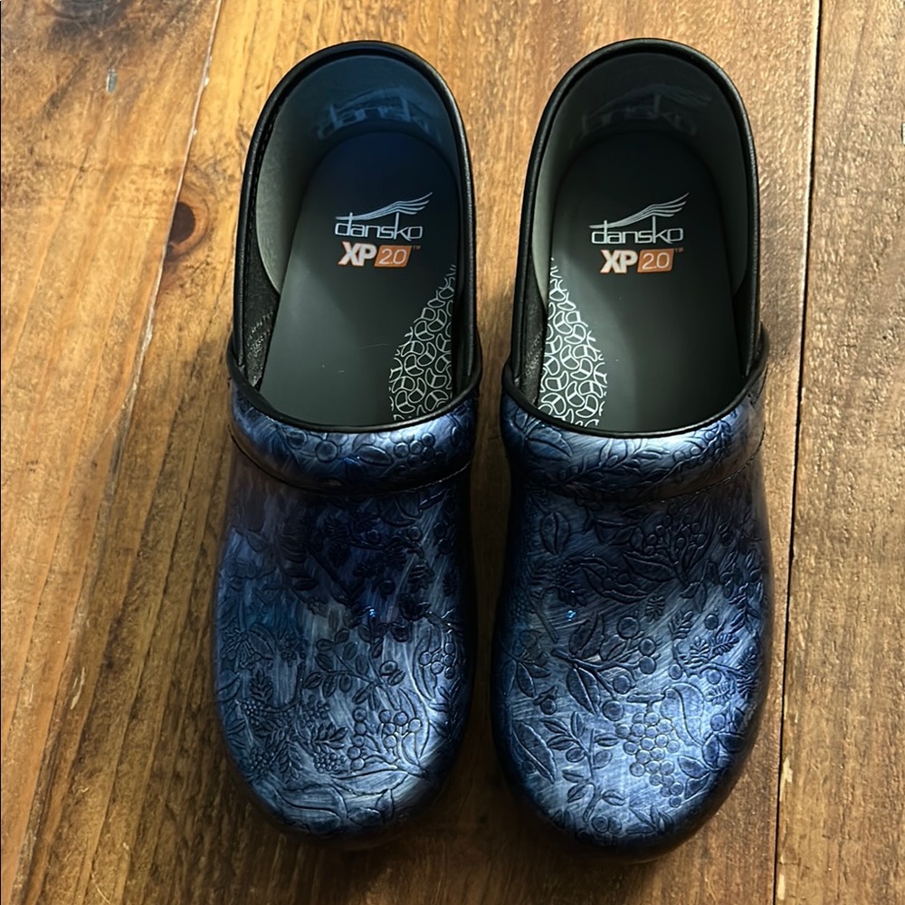 Dansko EUC Blue Floral Mules - WORN ONCE!